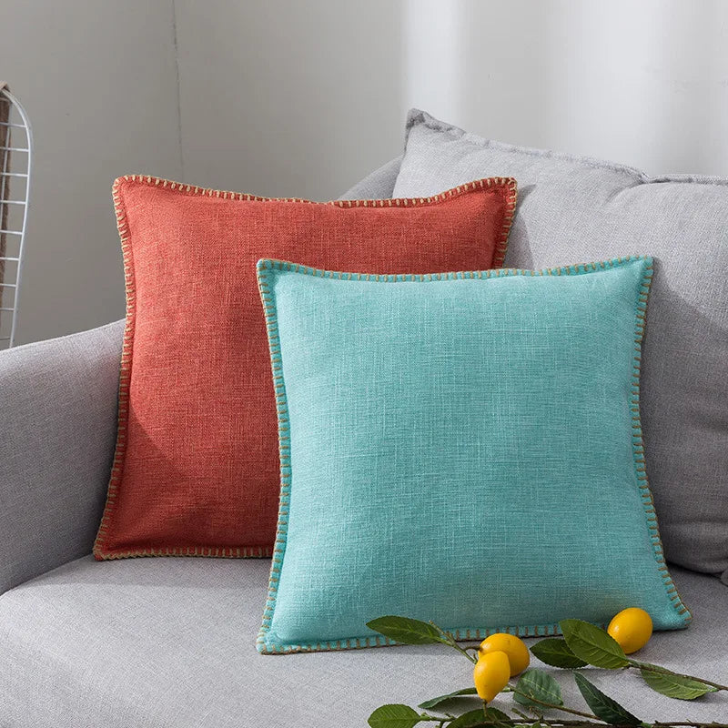 Afralia™ Linen Fringe Cushion Cover: Blue Grey Yellow Red Green for Sofa Bed