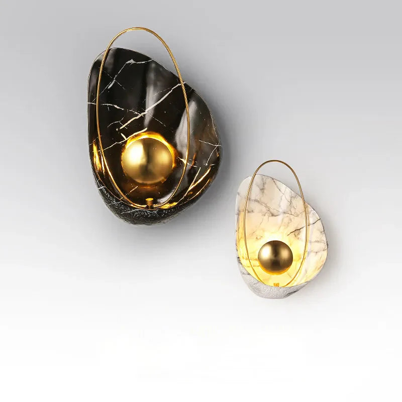 Afralia™ Marble Wall Lamp: Postmodern Light Luxury for Living Room, Bedside, Hotel Decoration