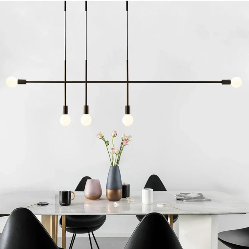 Afralia™ Black Rose Gold Long Tube Chandelier | Nordic Design for Cafe, Bar & Restaurant