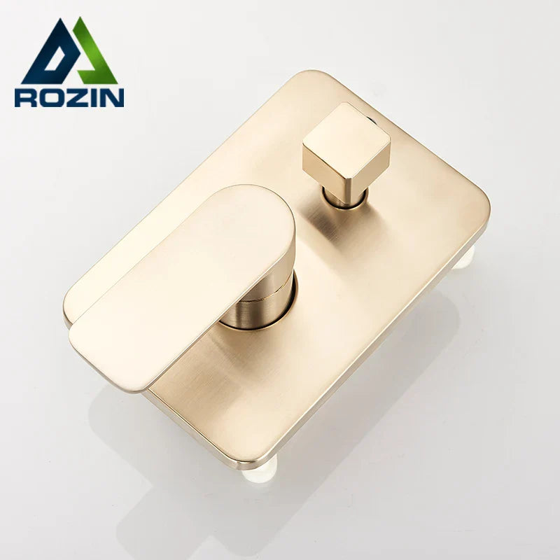 Afralia™ Brushed Gold Concealed Shower Mixer Control Valve Round/Square Box Faucet