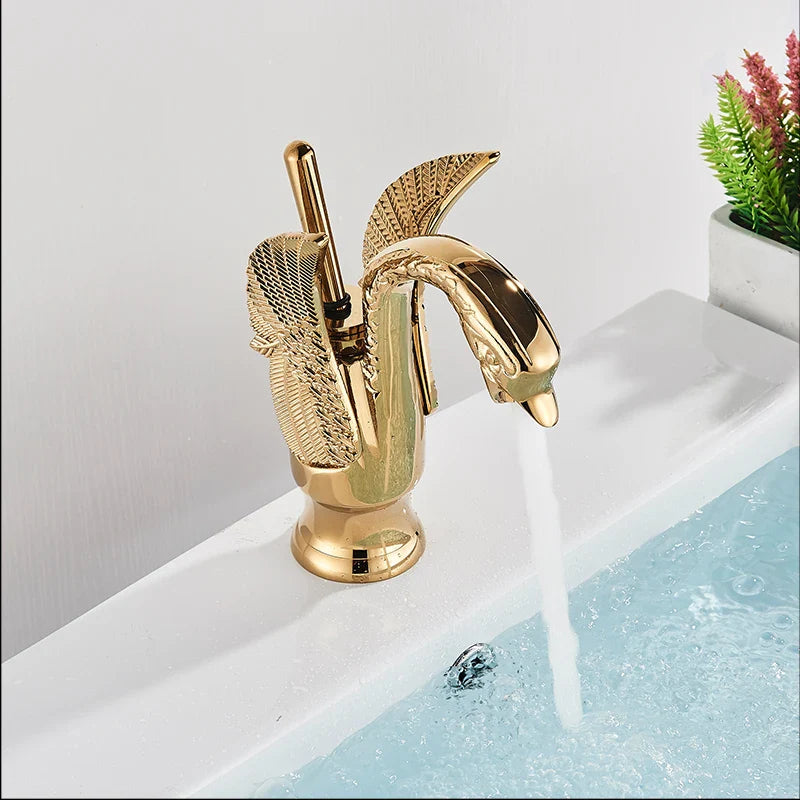Afralia™ Swan Shape Basin Faucet - Brass Deck Mount Bathroom Mixer