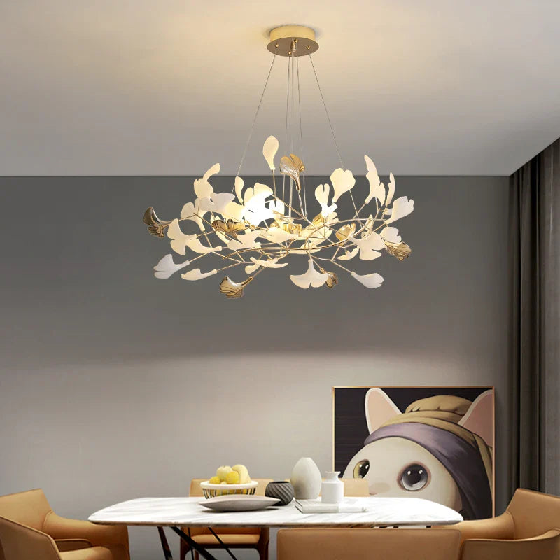 Afralia™ Ginkgo Leaf Decor Chandelier - Nordic Fine Flower Art Light for Living Room