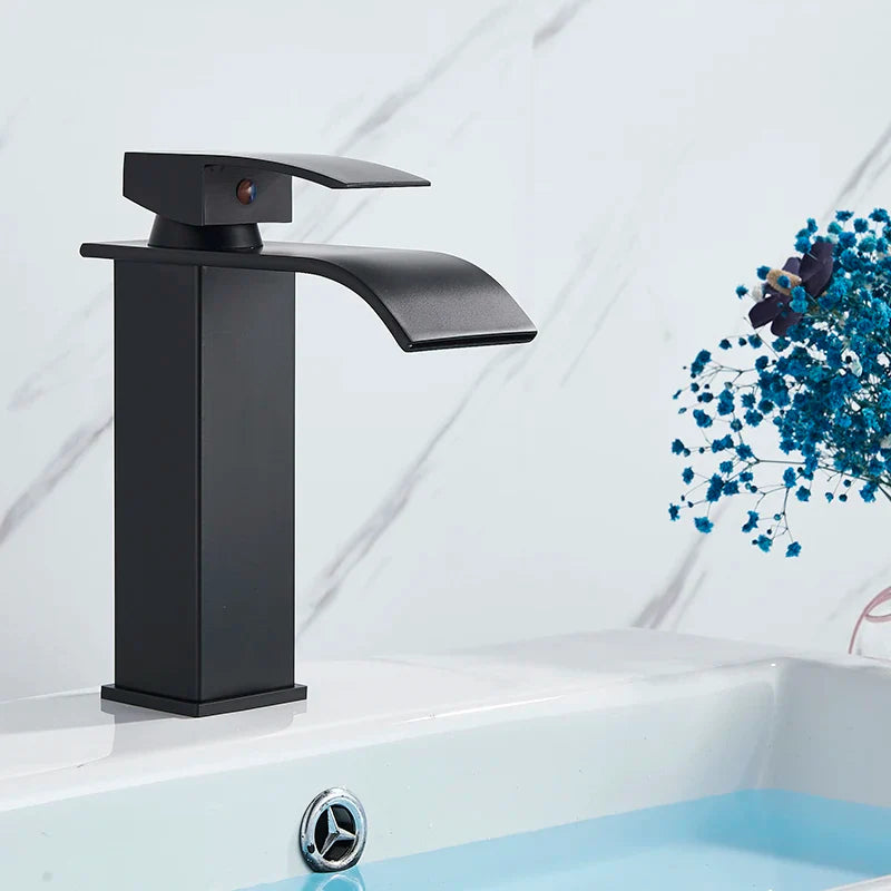 Afralia™ Black Waterfall Basin Faucet Mixer Tap for Vessel Sinks - Single Hole