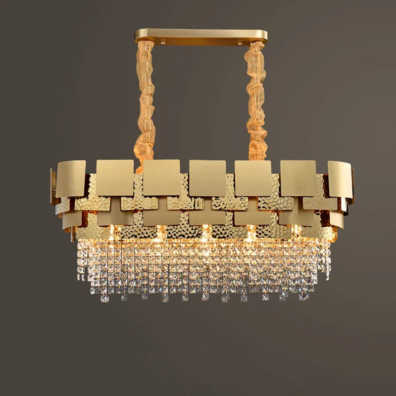 Afralia™ Golden Crystal Stainless Steel Pendant Light for Stylish Foyer