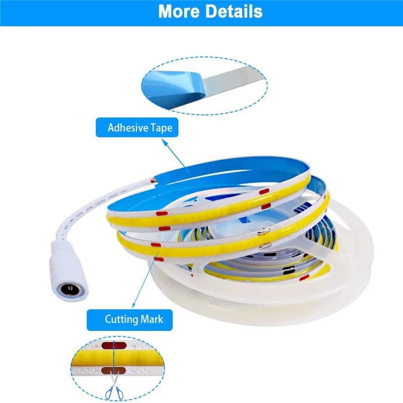 Afralia™ High Density COB LED Strip Light Kit with RF Controller - White/Warm White
