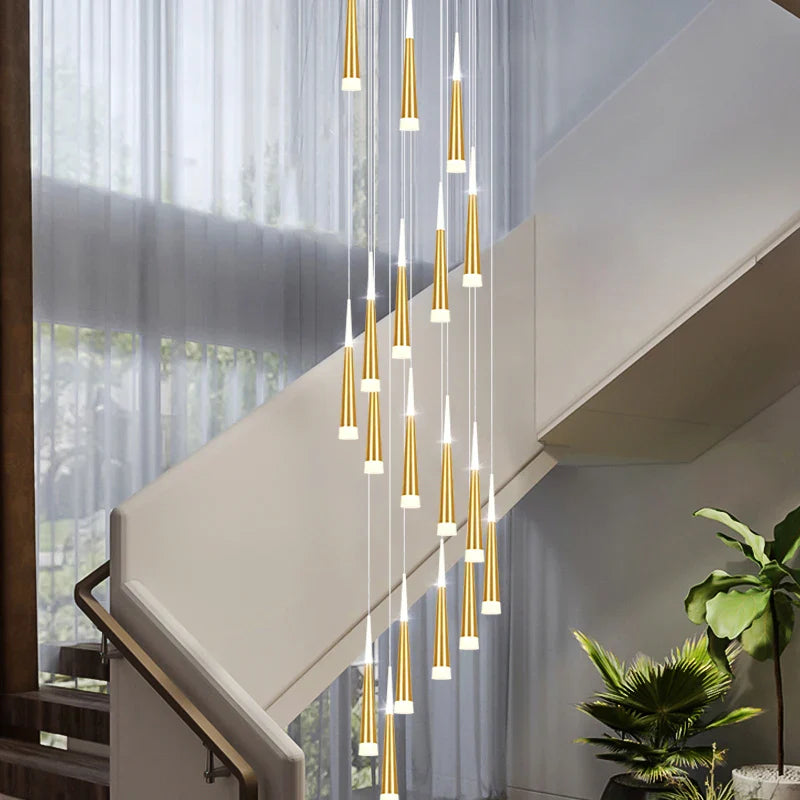 Afralia™ LED Chandelier Lighting for Staircase in Gold/Black/Silver/Coffe - Duplex & Villa Attic Suitable