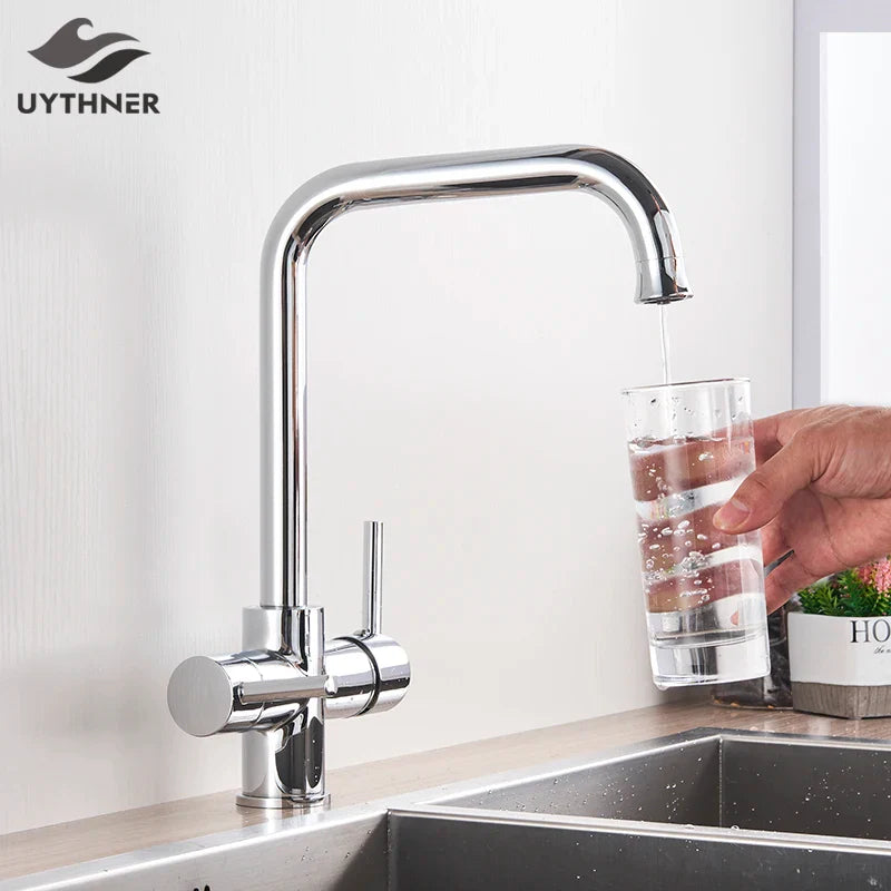 Afralia™ Dual Spout Filter Faucet with 360 Degree Rotation for Purified Kitchen Water