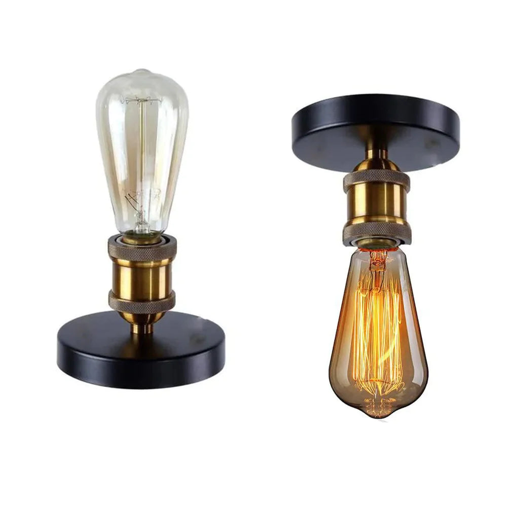 Afralia™ Vintage Black Bronze Ceiling Light Holder for Cafe Bar Loft Wall Decor