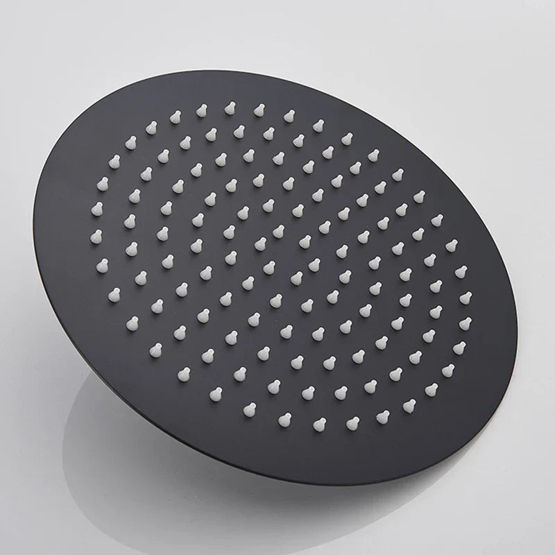 Afralia™ Matte Black Brass Round Bathroom Shower Faucet 2 Function Mixer Set