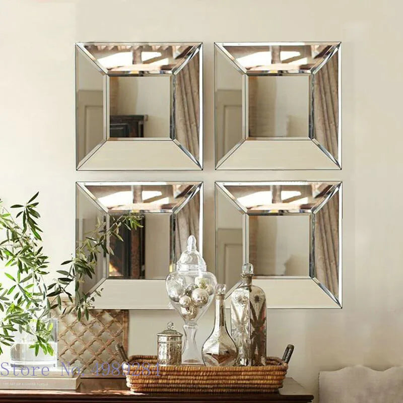 Afralia™ Square Wall Mirror Set for Living Room Decor and Home Accessories