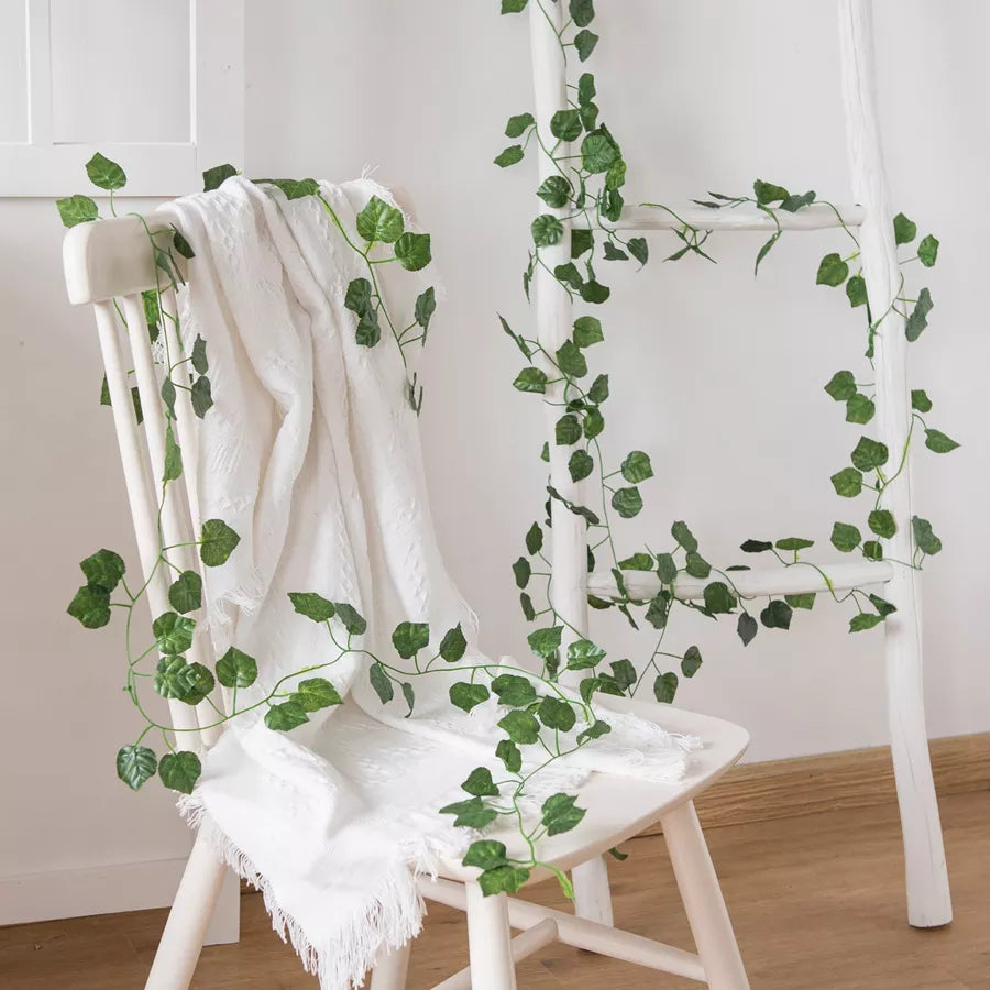 Afralia™ Artificial Hanging Christmas Garland Green Silk Leaves for Home Wedding Garden