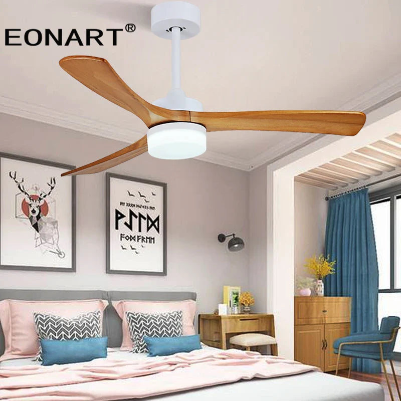 Afralia™ Modern Wood DC Ceiling Fan with Remote Control - Simple, Stylish, Solid Wood Design