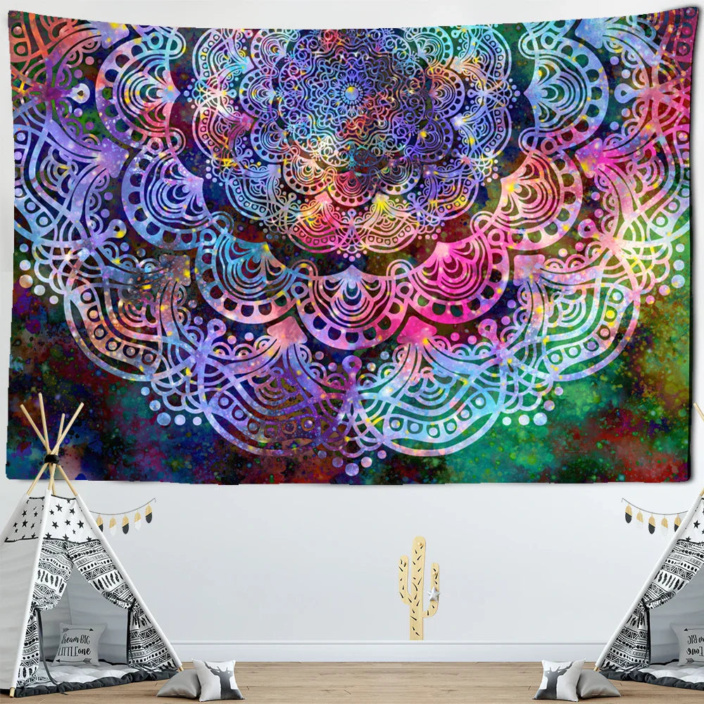 Afralia™ Mandala Indian Tapestry Wall Hanging Bohemian Beach Towel Rug Yoga Mat Blanket