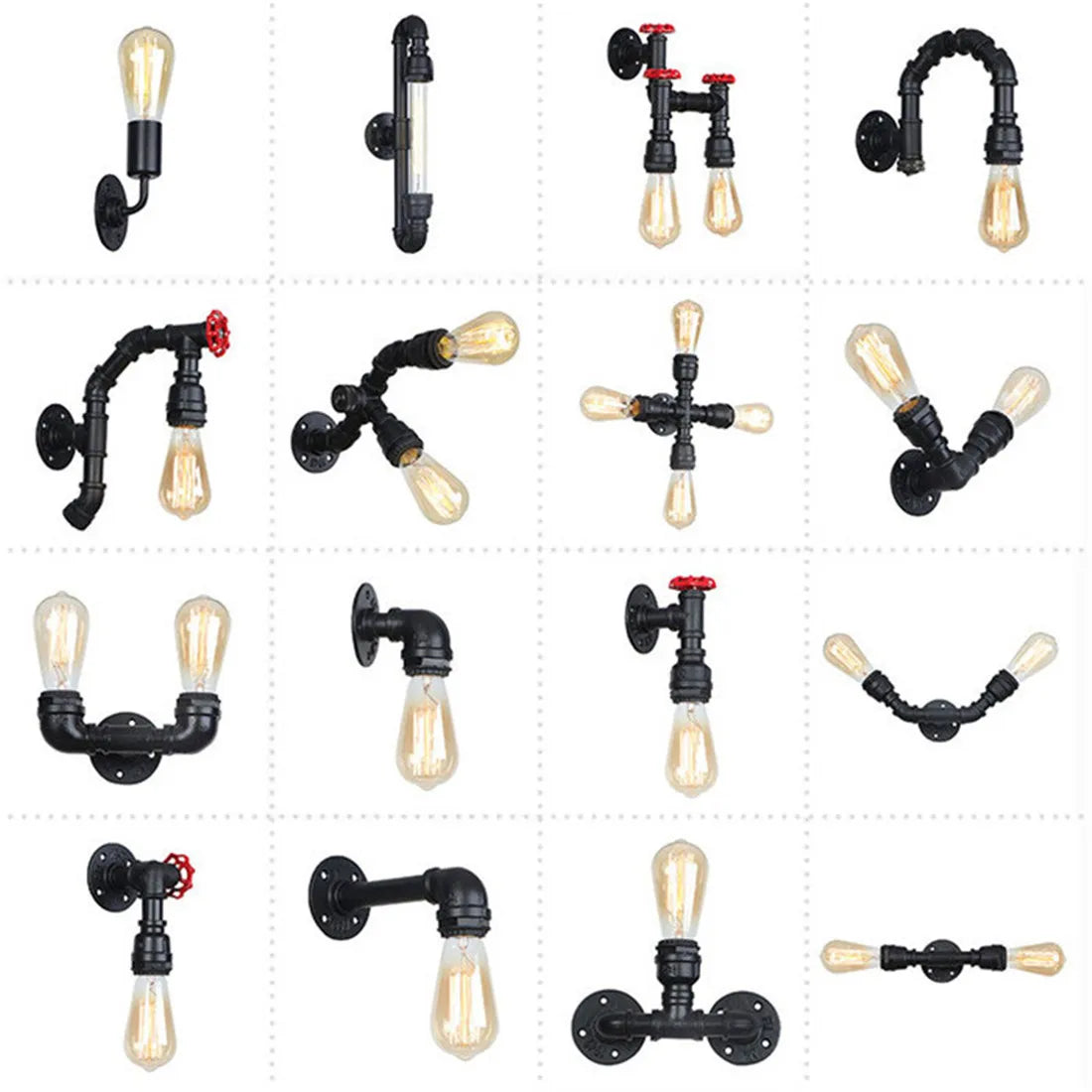 Afralia™ Vintage Black E27 Water Pipe Wall Sconces - Steampunk Style for Hallway & Basement