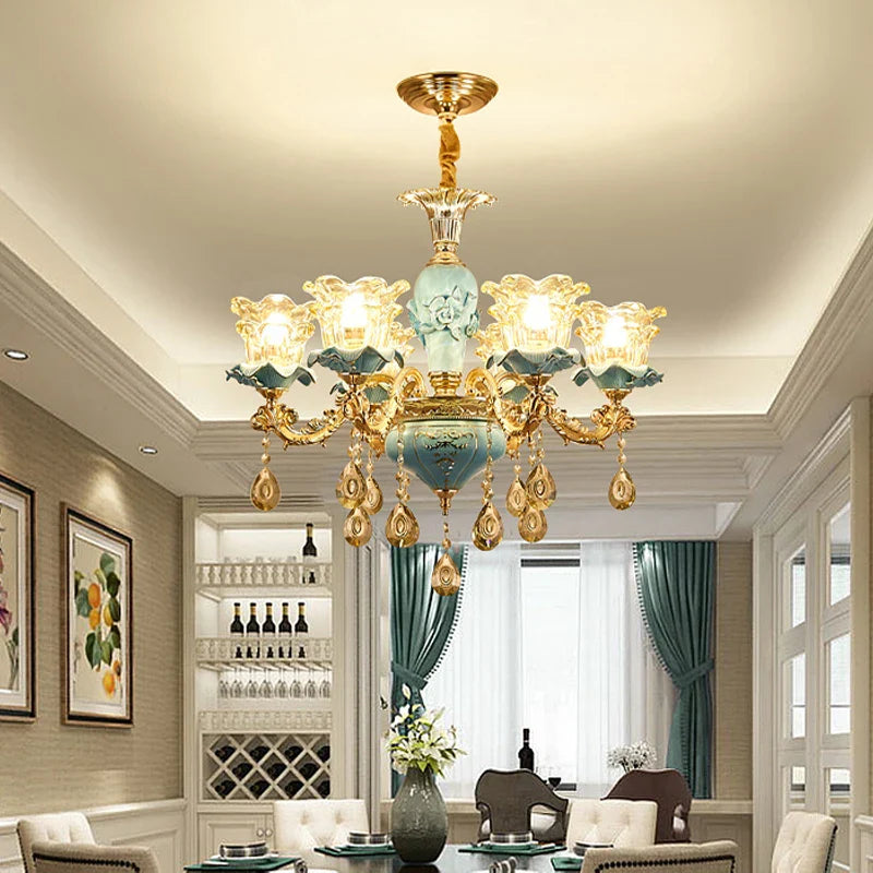 Afralia™ Retro Ceramic Chandelier for Living Room Bedroom Villa Duplex Floor