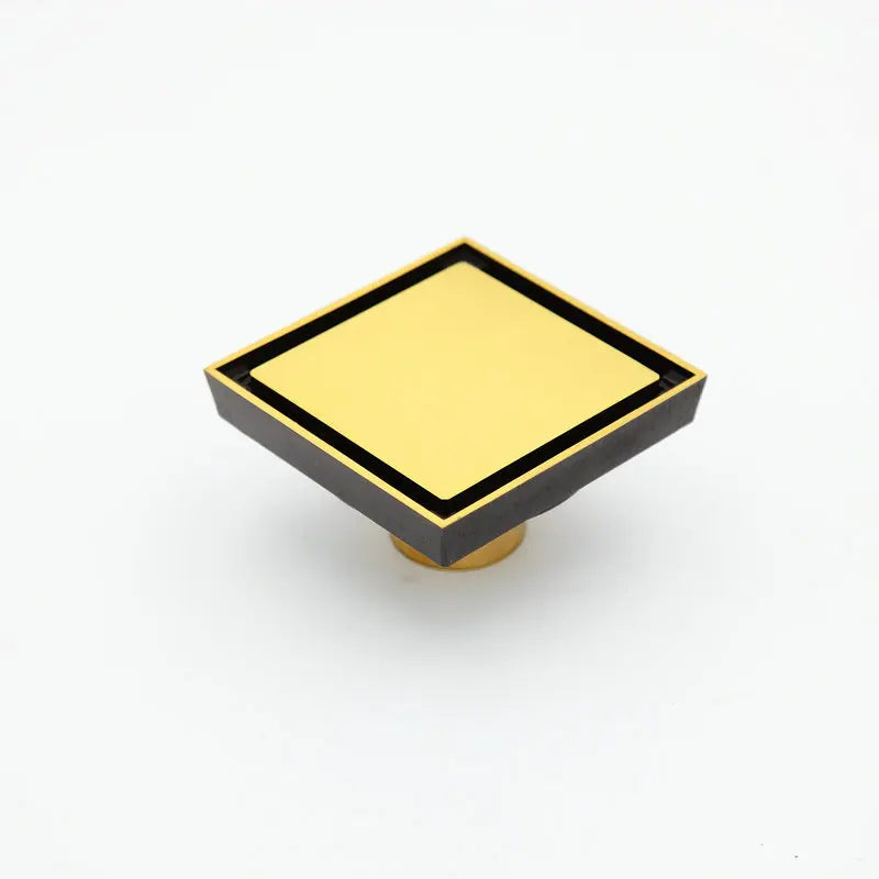 Afralia™ Square Floor Drain 10x10 cm Matte Black Chrome Brass Waste Cover Drain