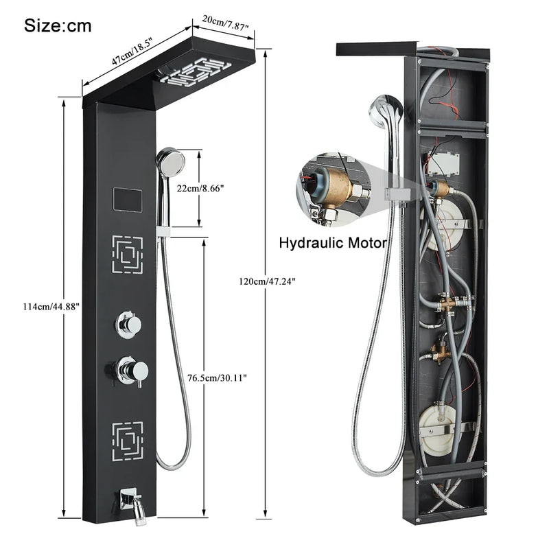 Afralia™ LED Light Shower Faucet System: Rainfall, Massage Jets, Waterfall Panel with Temperature Control