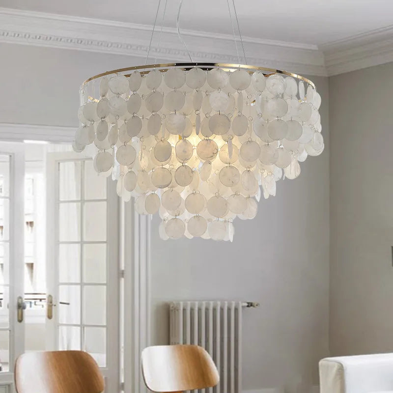 Afralia™ Shell Chandelier: Minimalist Nature Design for Bedroom, Living Room, Kitchen - Chrome Art Decor