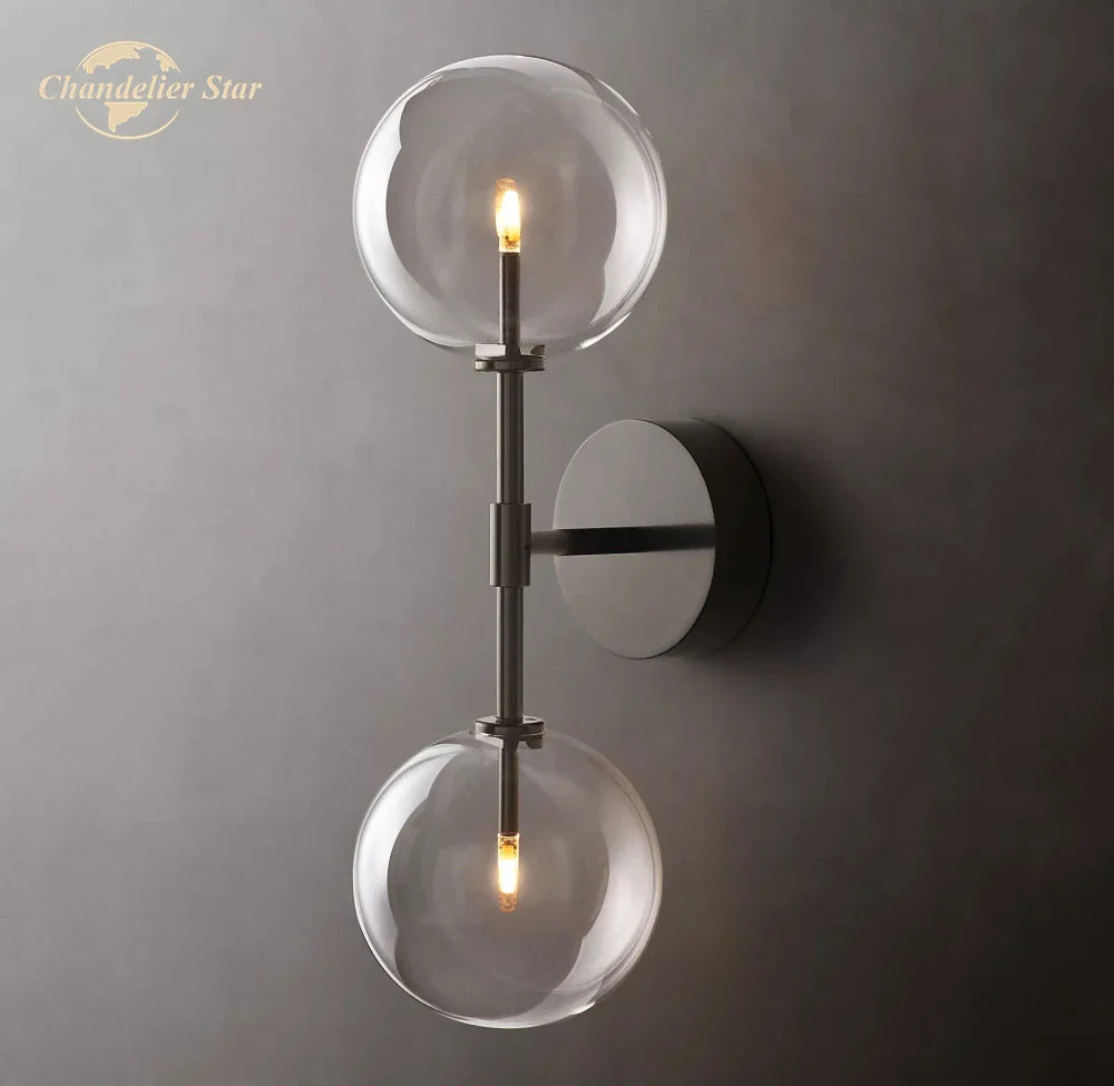 Afralia™ Clear Glass Globe Linear LED Wall Sconce for Bathroom Corridor Bedroom