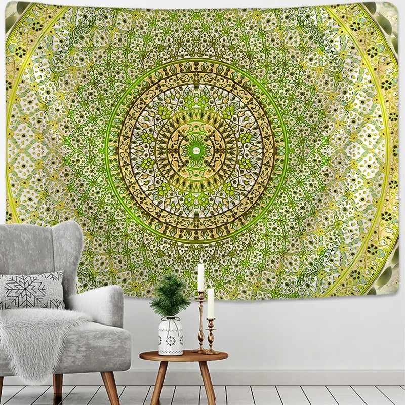 Afralia™ Floral Boho Mandala Tapestry Wall Hanging Hippie Psychedelic Carpet