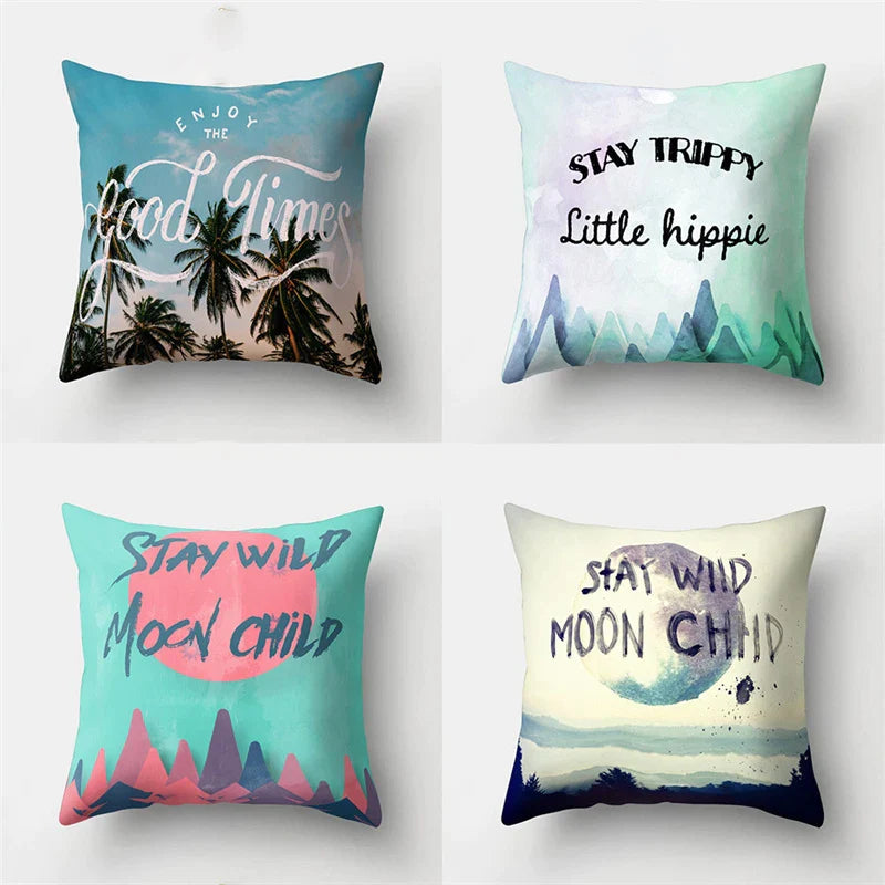 Afralia™ Green Tropical Leaves Forest Pillowcase - Natural Mountain Ocean Wave Decor