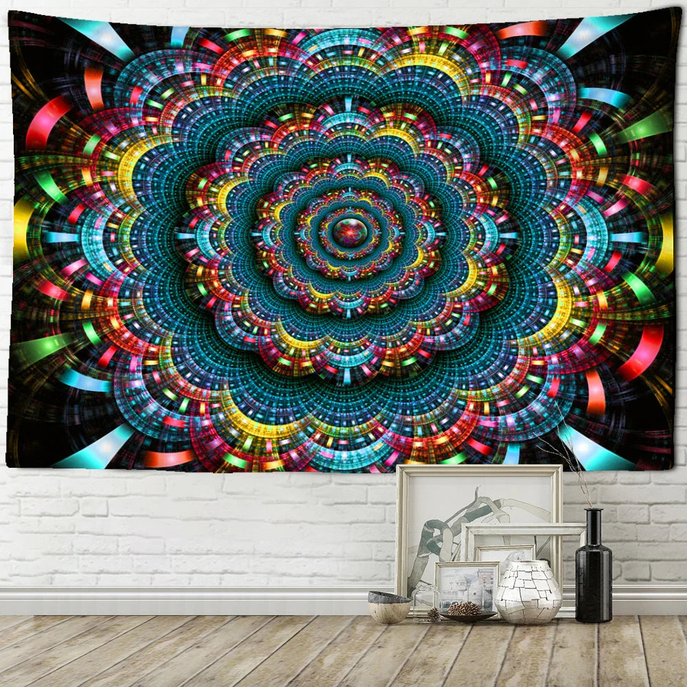 Afralia™ Psy Mandala Tapestry: Boho Room Decor & Camping Wall Hanging