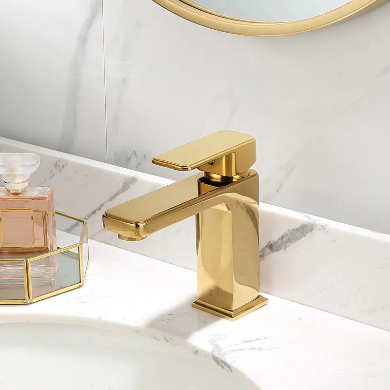 Afralia™ Gold Basin Faucet: Single Handle Bathroom Sink Tap & Brass Lavatory Mixer