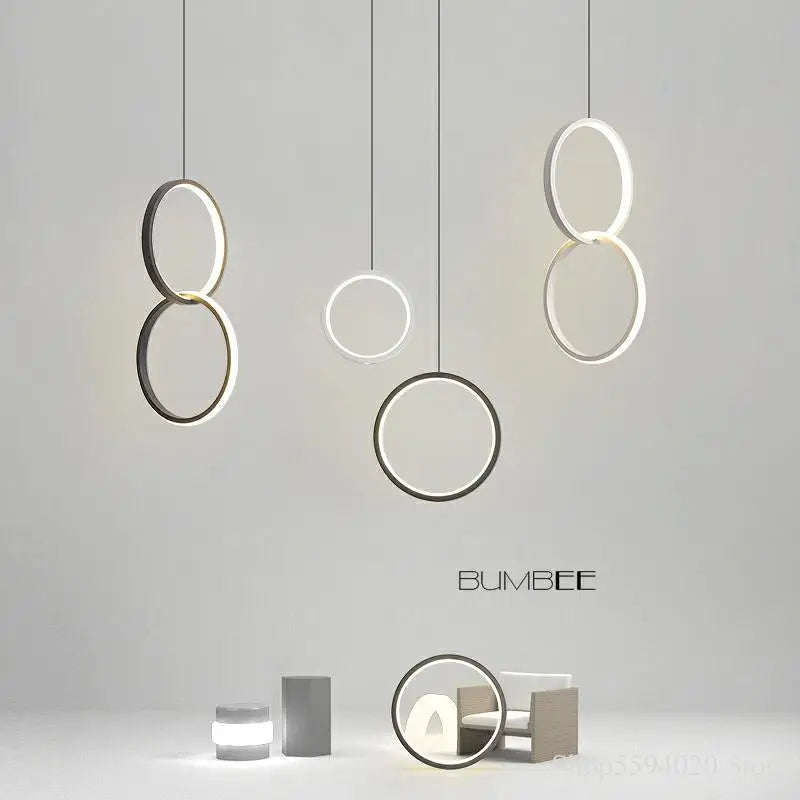 Afralia™ Modern Minimalist Ring Pendant Light LED Hanging Lamp Fixture for Bedroom, 110v/220v