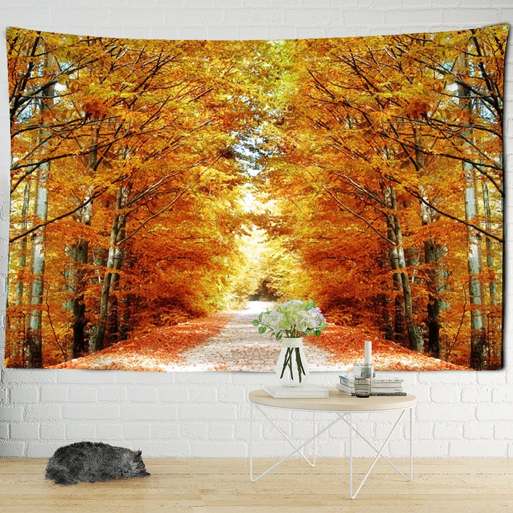 Afralia™ Nature Tapestry Wall Hanging Forest Landscape Hippie Boho Living Room Decor
