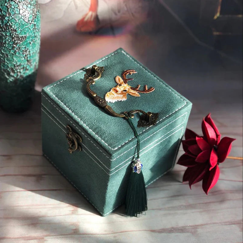 Afralia™ Three-Layer Floral Embroidery Jewelry Organizer & Makeup Box