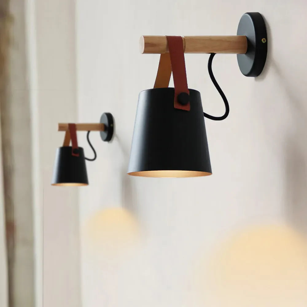 Afralia™ Nordic Wood Wall Lights with 5W LED, Modern Designer E27 Lamp for Living Room