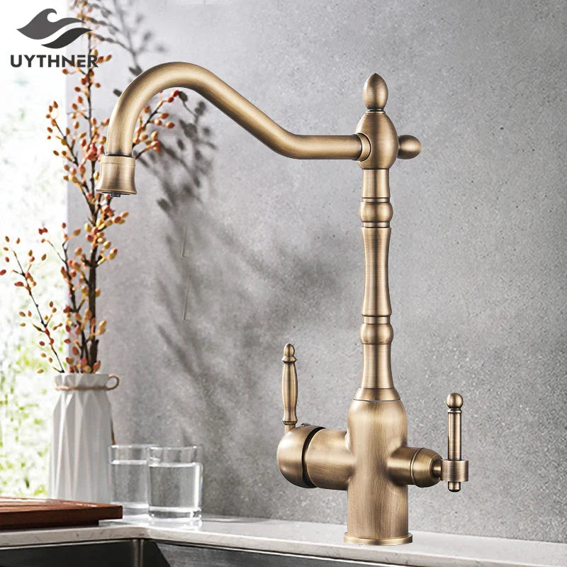 Afralia™ Dual Spout Kitchen Water Filter Faucet Mixer with 360° Rotation and Water Purification