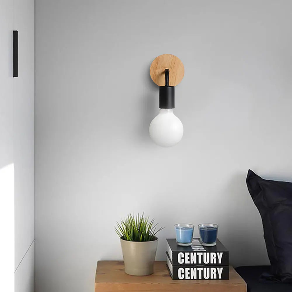 Afralia™ Modern Nordic Wooden Sconce Wall Lamp Indoor Home Light Fixture
