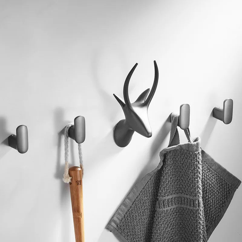 Afralia™ Gun Grey Robe Hooks: Wall Mount Towel Hanger for Bathroom, Clothes, Hat, Coat