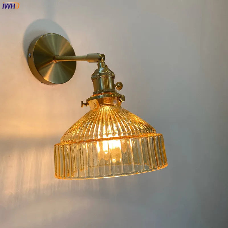 Afralia™ Amber Glass LED Wall Light Fixtures On/Off Switch Nordic Modern Sconce