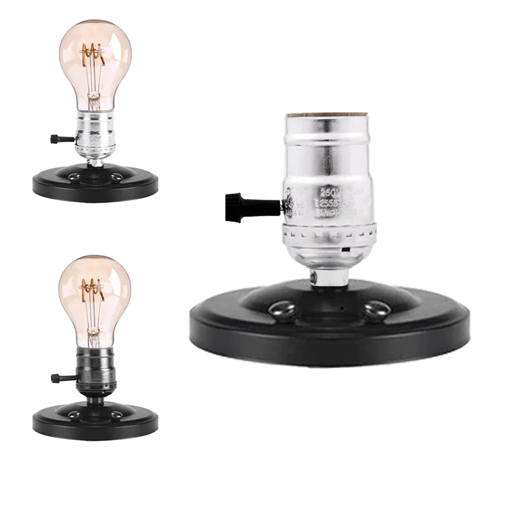 Afralia™ Aluminum Vintage Retro E27 Socket Holder with Switch for Edison Bulb