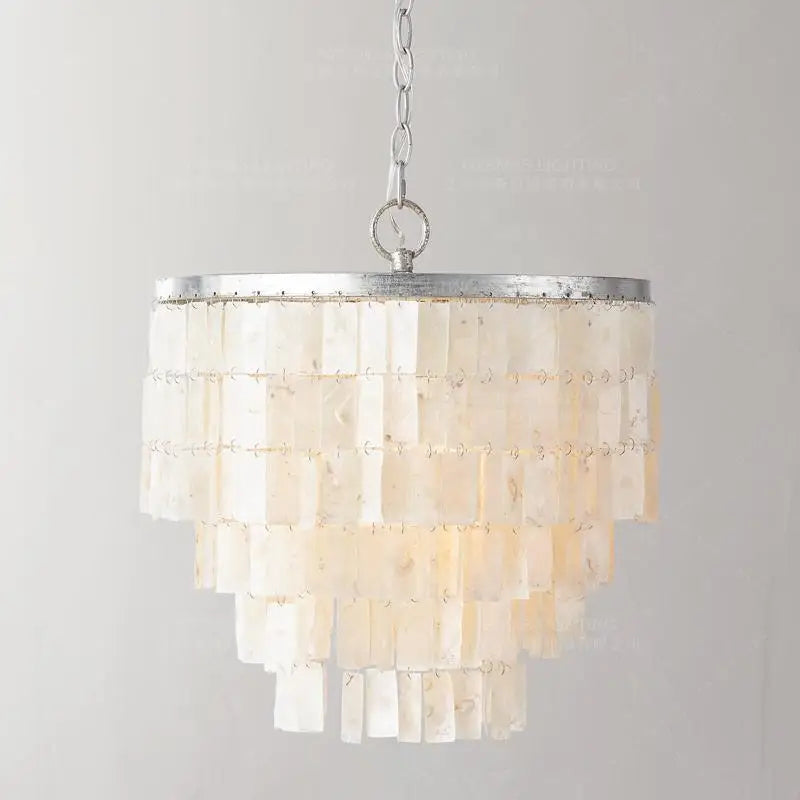 Afralia™ Silver Shell Chandelier | Vintage Art Deco Lighting for Kitchen, Bedroom, Foyer