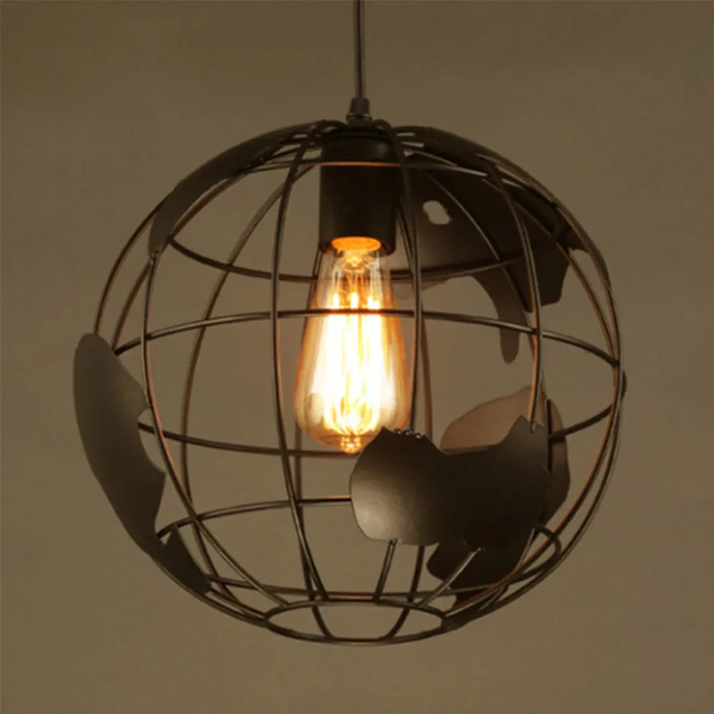 Afralia™ Black Metal Industrial Ceiling Light with E27 Socket for Living, Bedroom, Dining Room