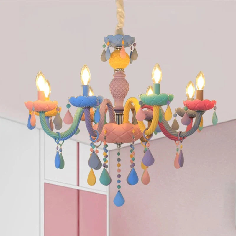 Afralia™ Rainbow Crystal Chandelier for Bedroom & Children's Room