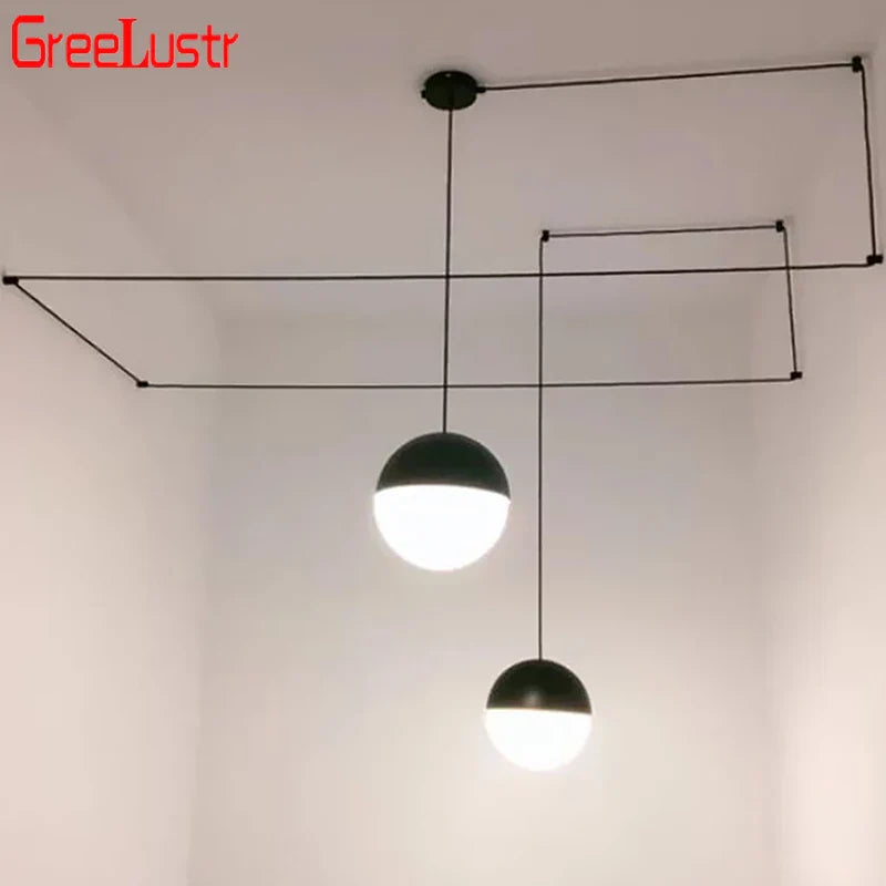 Afralia™ Geometric Glass Ball LED Pendant Chandelier Ceiling Lamp for Living Dining Bedroom