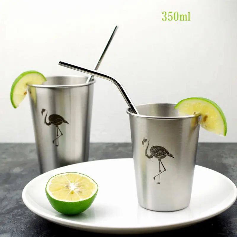 Afralia™ Flamingo Stainless Steel Beer Cold Water Drinks Cup - Simple Industrial Style