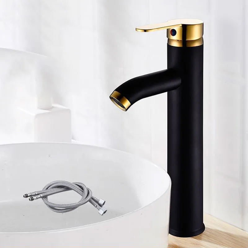 Afralia™ Matte Black Gold Bathroom Faucet Basin Mixer Tap Deck Mounted Lavatory Sink
