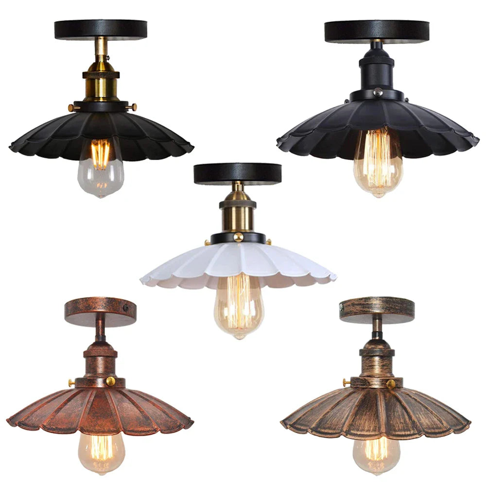 Afralia™ Iron Ceiling Light: Vintage Industrial Flush Mount for Home Bedroom Kitchen Living Room
