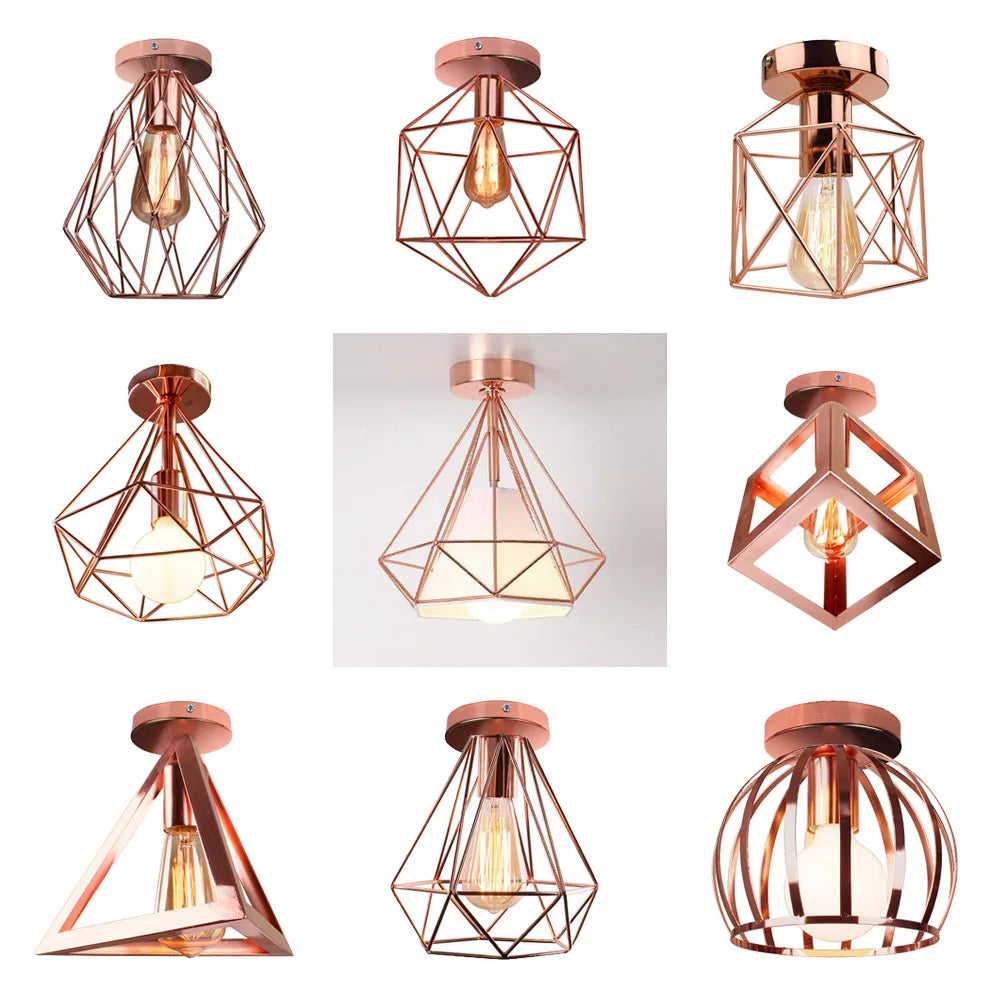 Afralia™ Rose Gold Iron Ceiling Light for Chic Home Decor, Modern Nordic Design