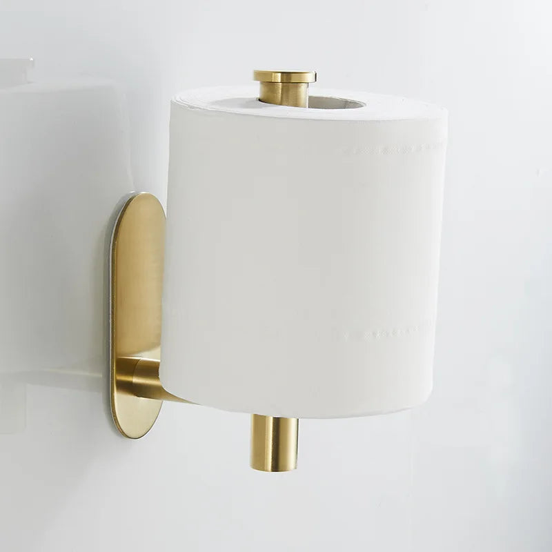 Afralia™ Brushed Gold Stainless Steel Toilet Paper Holder Kitchen Bathroom Tissue Rack Stand