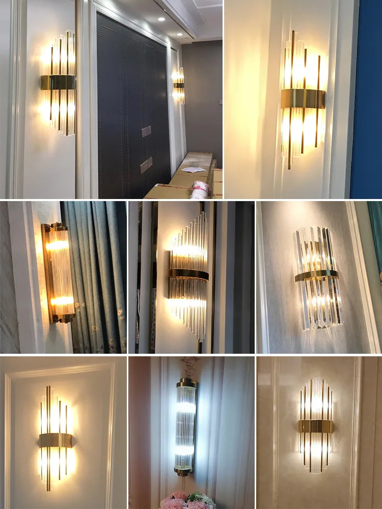 Afralia™ Crystal Wall Lamp for Modern Light Luxury Living Room, Bedroom, and Dining Area