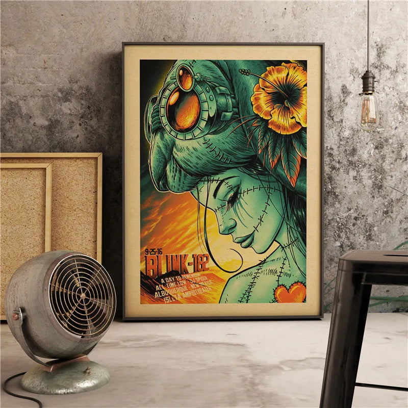 Blink 182 Retro Poster Print Art Canvas Painting Wall Decor by Afralia™