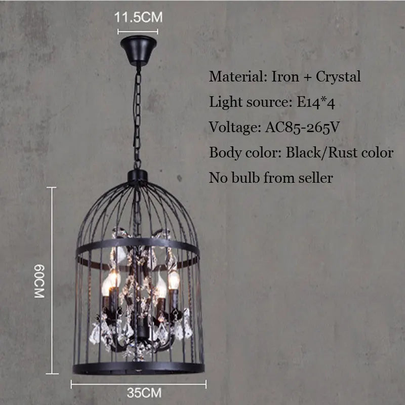 Afralia Crystal Bird Cage Chandelier - Elegant Ceiling Light for Dining Room & Bedroom