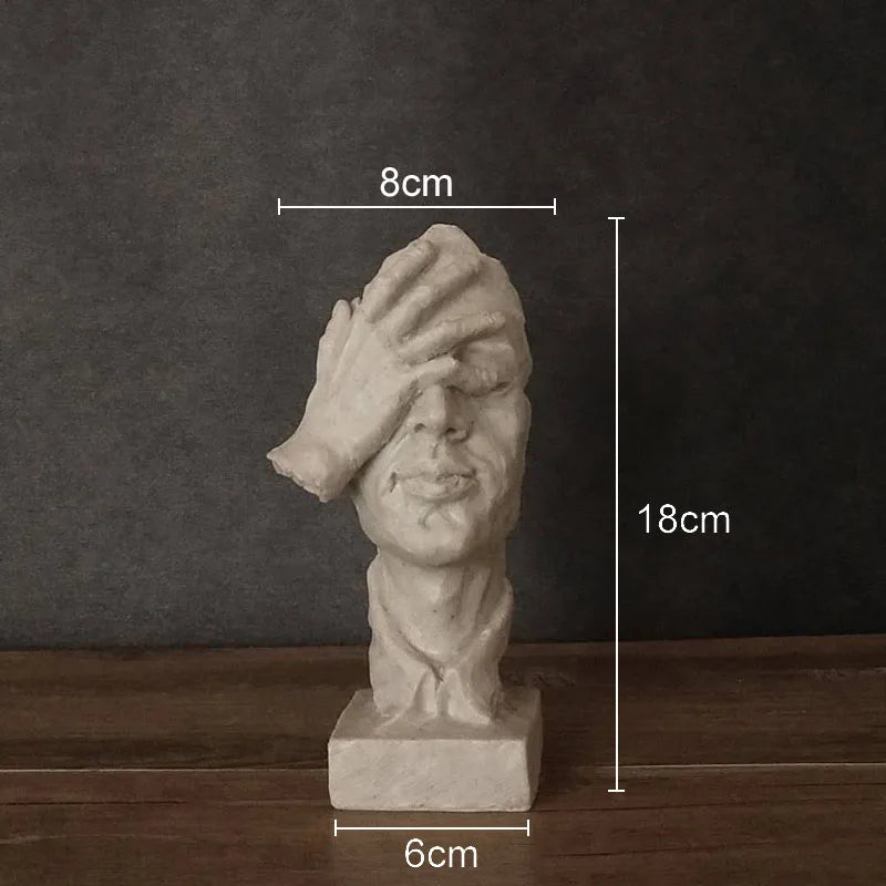Afralia™ Retro Human Face Resin Statue Sculpture for Vintage Home Decor