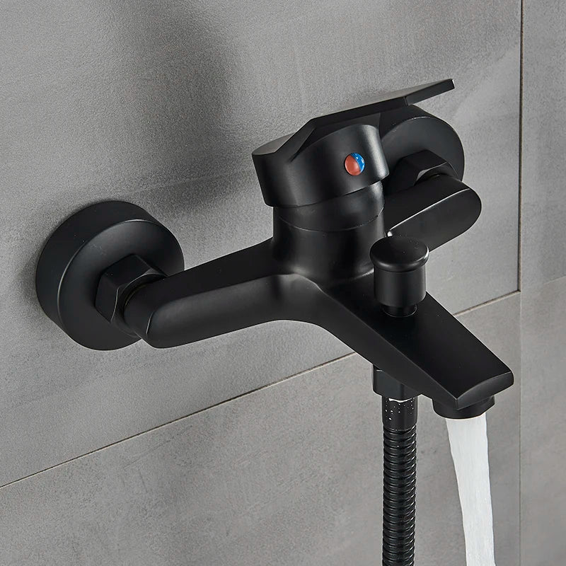 Afralia™ Matte Black 2-Function Wall Mount Bathtub & Shower Faucet
